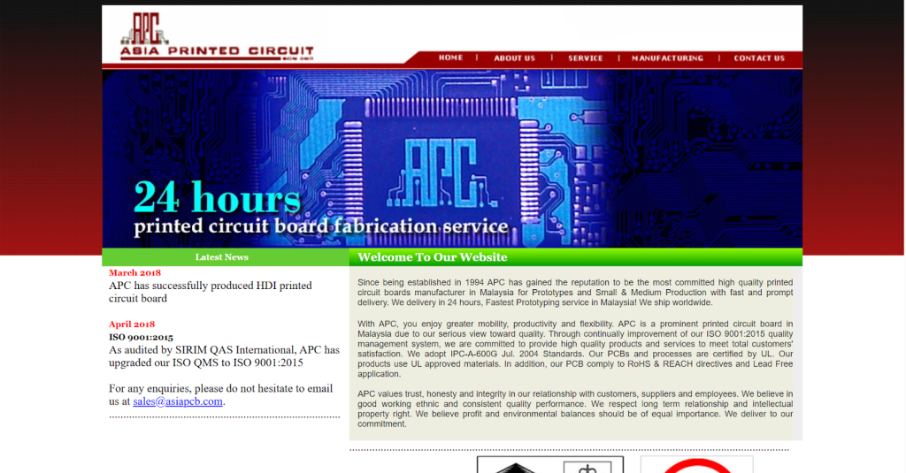 Asia Printed Circuit Sdn. Bhd. prototype PCB manufacturer